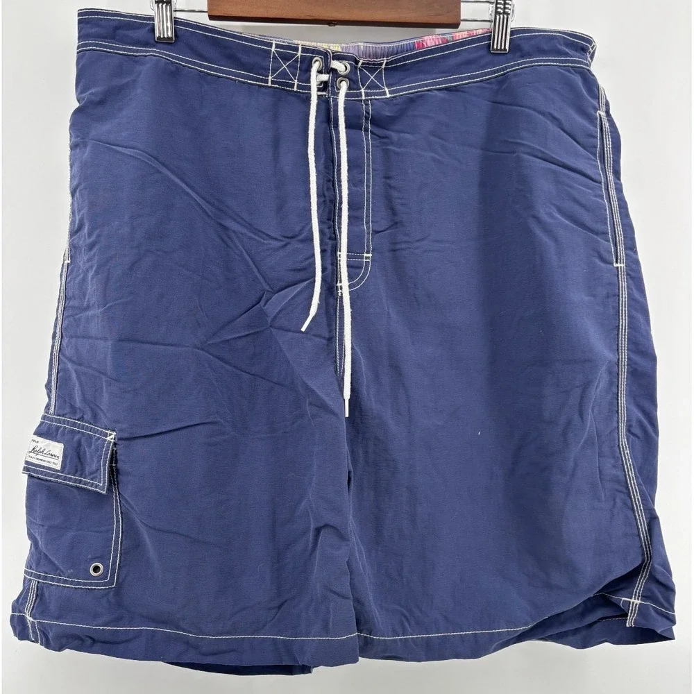 Polo Ralph Lauren Board Shorts Mens 2XL Blue Drawstring Mesh Lined Swim Trunks